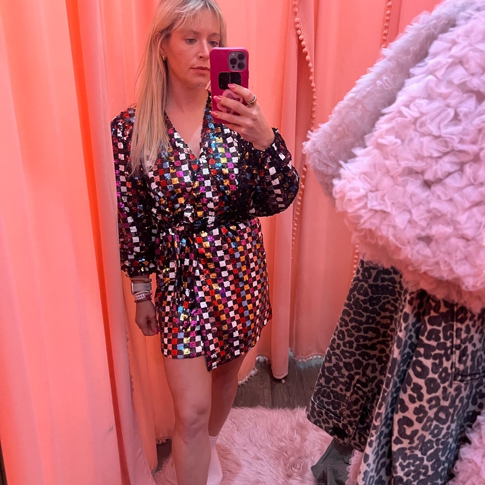 Buddy Love Colorful Sequin Wrap Dress
